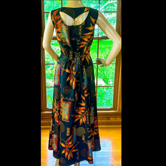 ⭐️HP⭐️VTG▪️SCARLETT▪️Boho Collage Bead Accented Open Back Sleeveless Maxi Dress - Picture 2 of 12